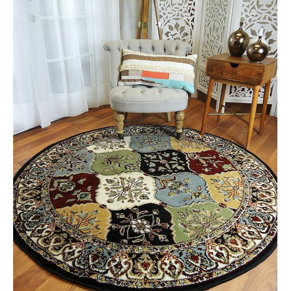 Large Oriental Area Rugs Carpet Flooring Rug Floor Cream Round Shape 5'x5'