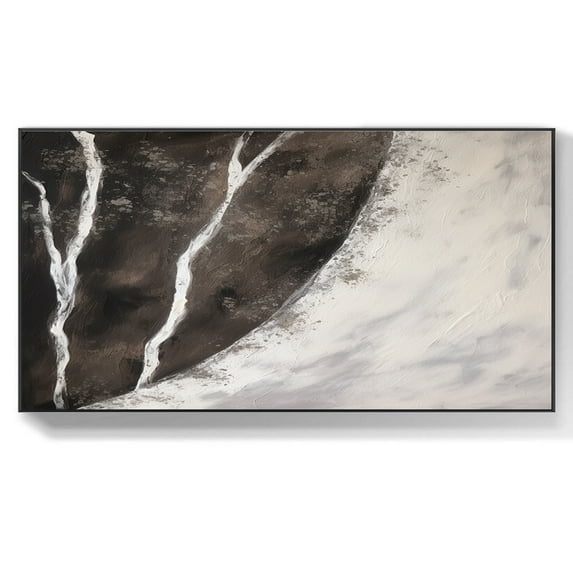 Large Original Abstract Brown Gray Abstract Painting Minimalist Wabi Sabi Textured Wall Art Brown Canvas Painting Bedroom Wall Decor,Unstretched,Frameless,(122*244cm)48*96Inches