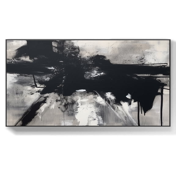 Large Original Black and White Abstract Wall Art Black White Abstract Painting Black White Painting Black and White Wall Art Decor,Unstretched,Frameless,(41*61cm)16*32Inches