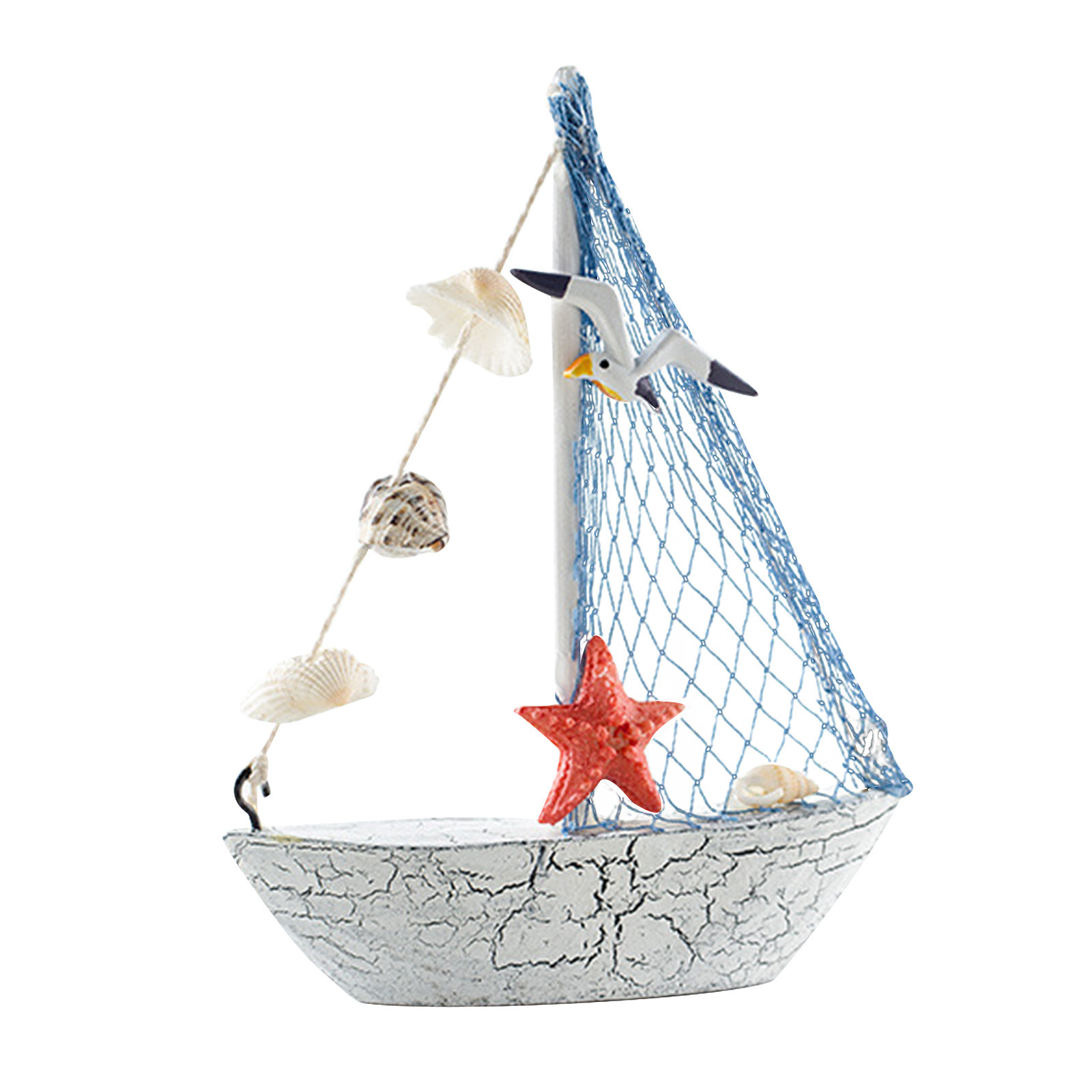 Large Ornament Home Nautical Wooden Sailboat Ornament Beach Decoration ...