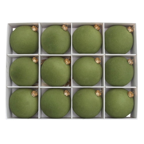 Large Ornaments for Christmas Tree - 12Pcs Velvet Christmas Balls Flocked Christmas Tree Ornaments Plastic Balls Xmas Decorative Hanging Ornaments Christmas Tree Decoration 2.4 Inch