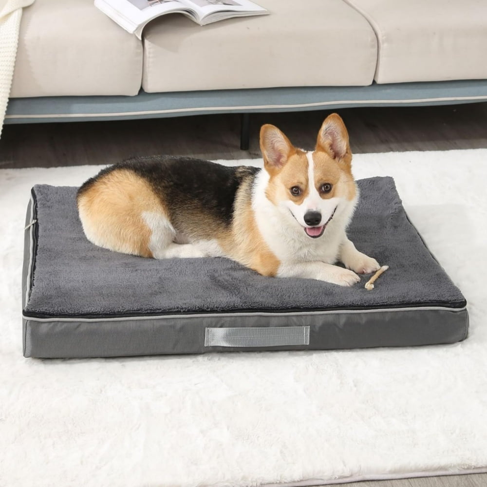 Large Orthopedic Dog Bed for Medium,Large Dogs, Washable Dog Cage Bed with Removable Waterproof Cover, Egg Crate Foam Pet Mattress