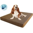 thumbnail image 1 of Dogbed4less Large Waterproof Memory Foam Dog Bed, 41 x 27 x 4 Inches, Microsuede Washable Cover, Brown, 1 of 8