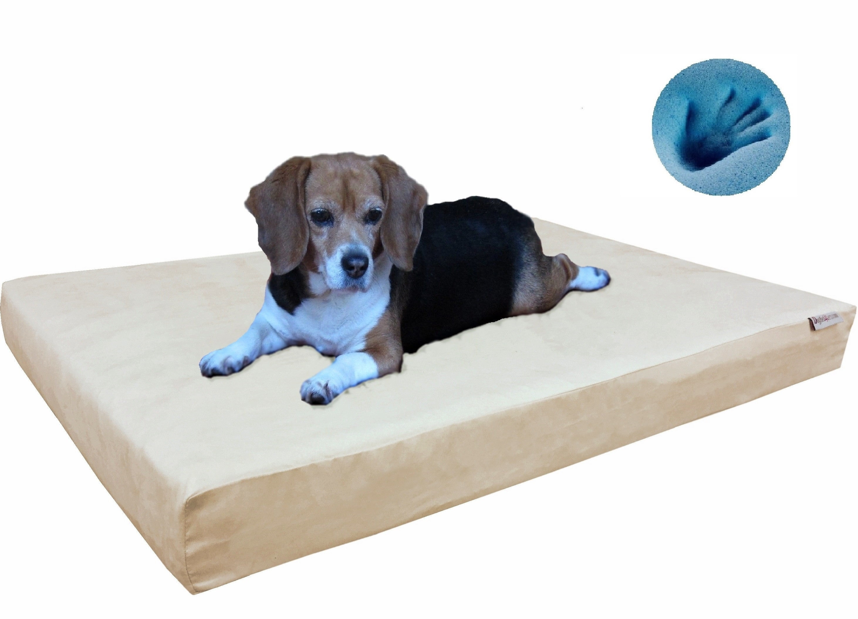 Large Orthopedic Waterproof Memory Foam Dog Bed for Medium Large Pet 41"X27"X4", Microsuede Khaki Washable Cover