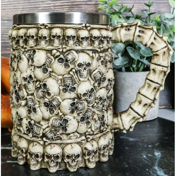 Large Ossuary Skull Bone Graveyard Beer Stein Tankard Coffee Cup Drink Mug 14oz