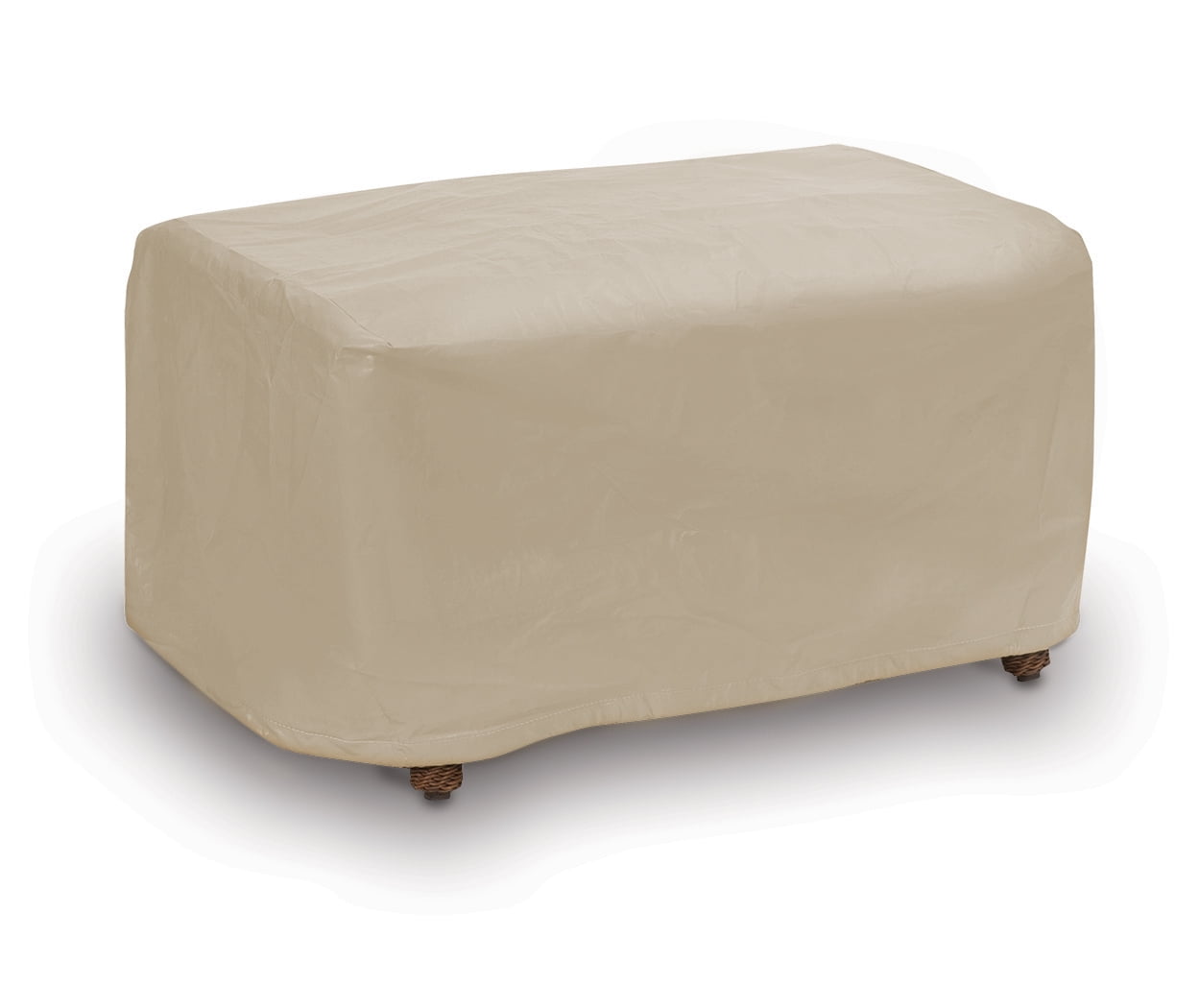 Large Tan Vinyl Ottoman Cover with Fleece Interior