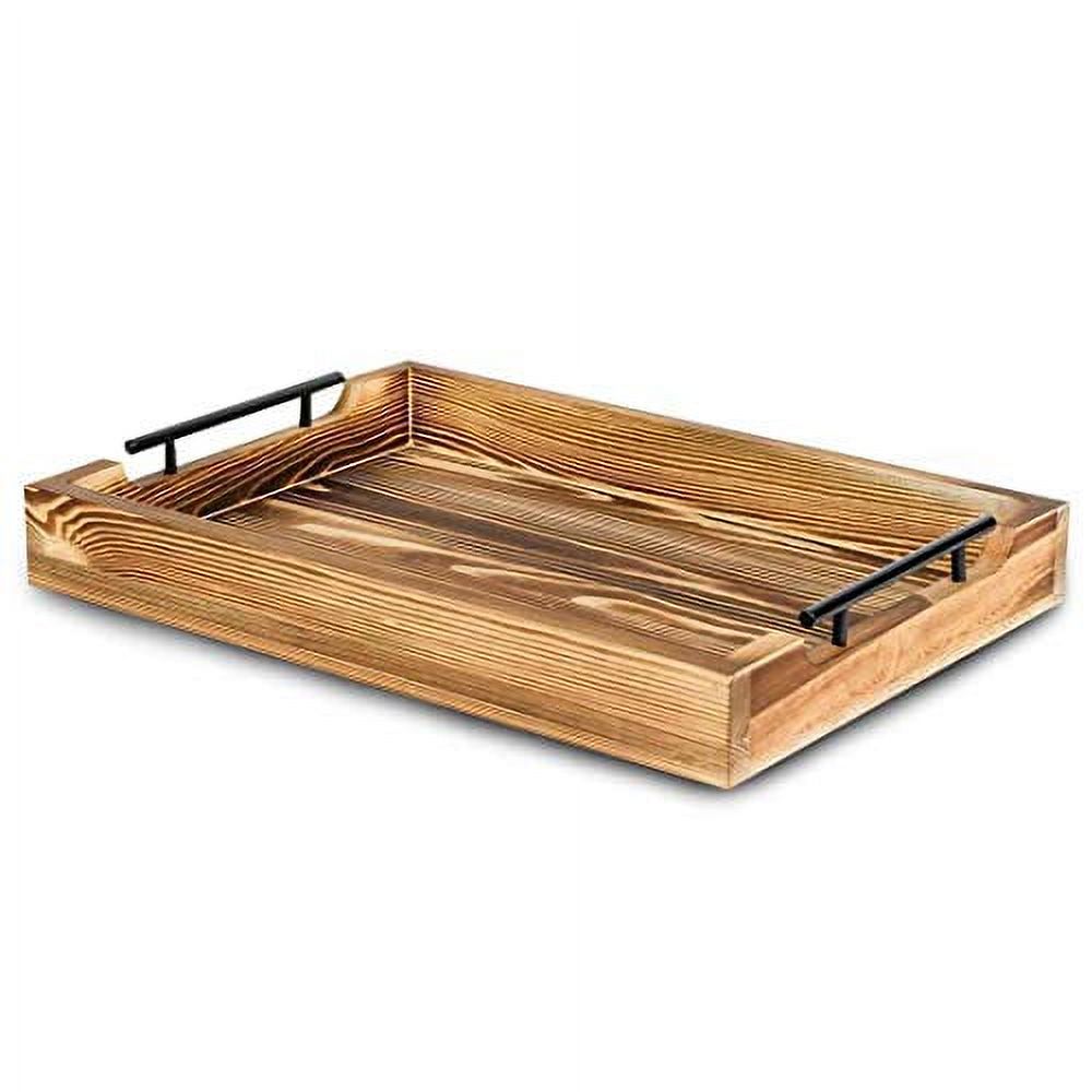 Large Ottoman Serving Tray Rustic Torched 20 x 14 inch with Modern