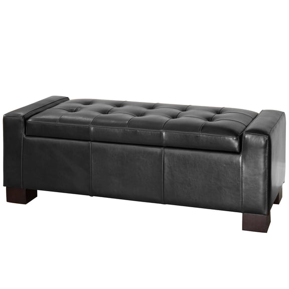 Large Ottomans, Large 51" Storage Ottoman, Tufted Storage Bench for Living Room, Entryway, or Bedroom, Black Ottomans With Storage,Leather Fabric Ottomans, Furniture Primary Living Space Ottomans