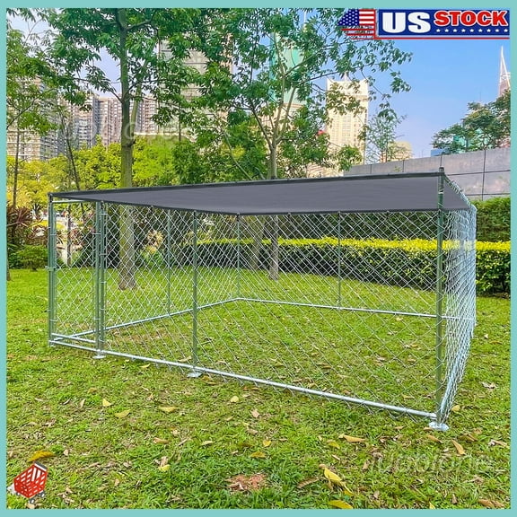 Large Outdoor 10x10 ft Metak Cage Dog Kennel Fence Dog/Pet Run House w/ Cover US