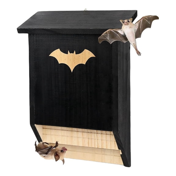 Large Outdoor Bat House - Double Chamber Wooden Shelter Box for Roosting, Garden Habitat, Easy to Mount, Wooden