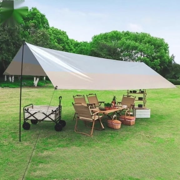 Large Outdoor Canopy Tent - Waterproof and Sun-Protective Camping Shelter, 210T Thick Oxford Cloth, Color Block Design, 173 x 115 Inches for 6-8 People, Yellow