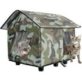thumbnail image 1 of Large Outdoor Cat House - Waterproof Elevated Cat Shelters for Winter with Escape Door, Weatherproof Camouflage Insulated Feral Cat Cave Pet Nest for Keeping Warm, 1 of 8