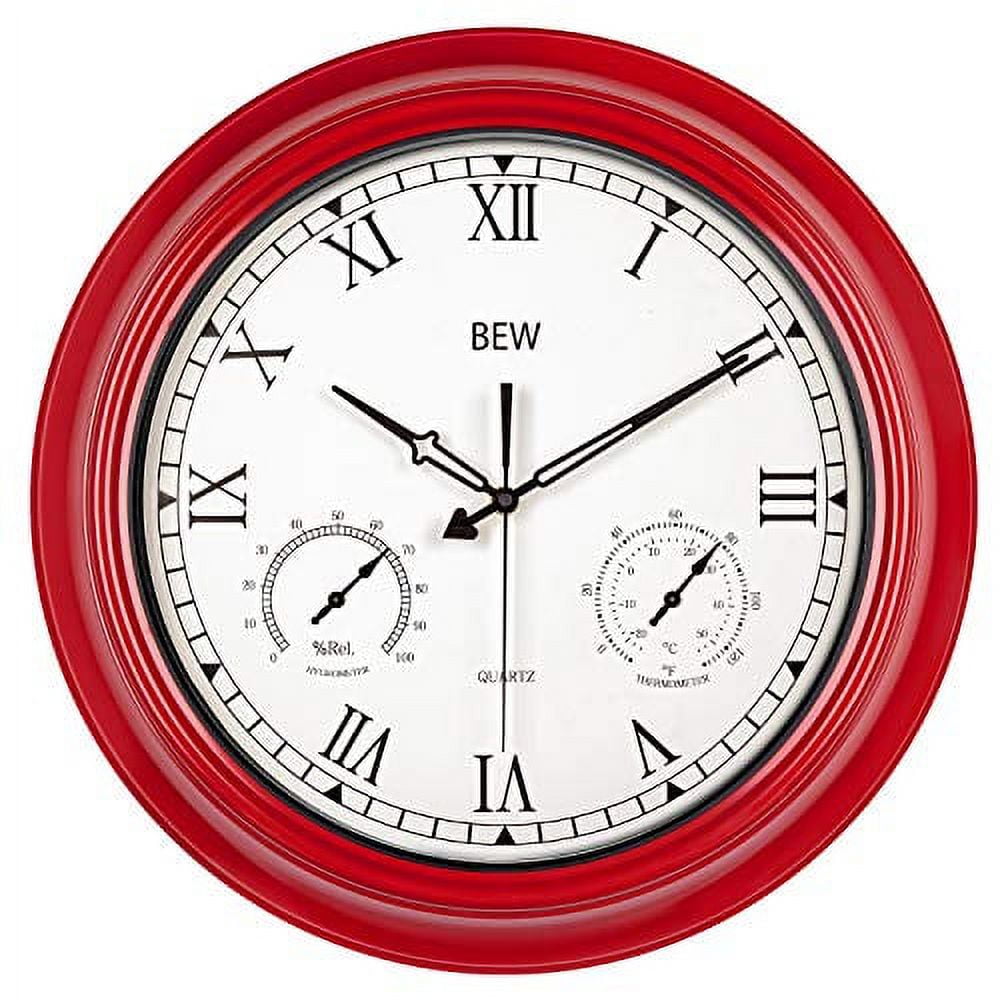 Large Outdoor Clock, 18 Inch Waterproof Thermometer Hygrometer Rustic