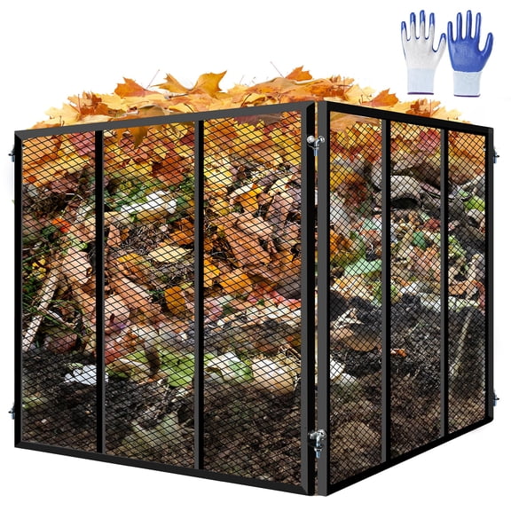 Large Outdoor Compost Bin, 172 Gallon Metal Wire Mesh Composter, Rust-Proof Coating Square Garden Compost Bin Easy to Assemble for Yard Leaves Kitchen Scraps (Silver, 39x39x31.5 inch)