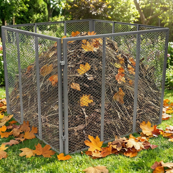 Large Outdoor Compost Bin, 172 Gallon Metal Wire Mesh Composter, Rust-Proof Coating Square Garden Compost Bin Easy to Assemble for Yard Leaves Kitchen Scraps