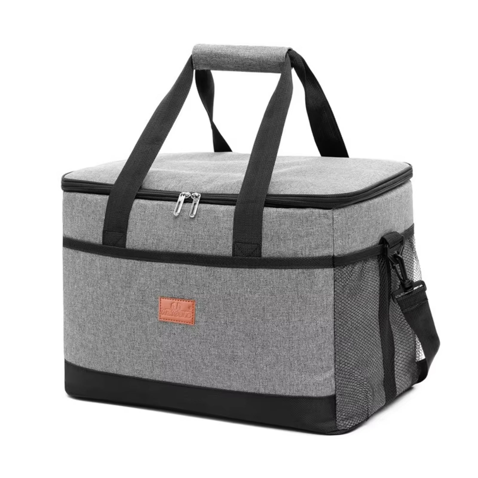 Large Outdoor Cooler Bag for Picnic and Camping, Waterproof Oxford Insulated Bag for Car Travel and Grocery Shopping，Gray