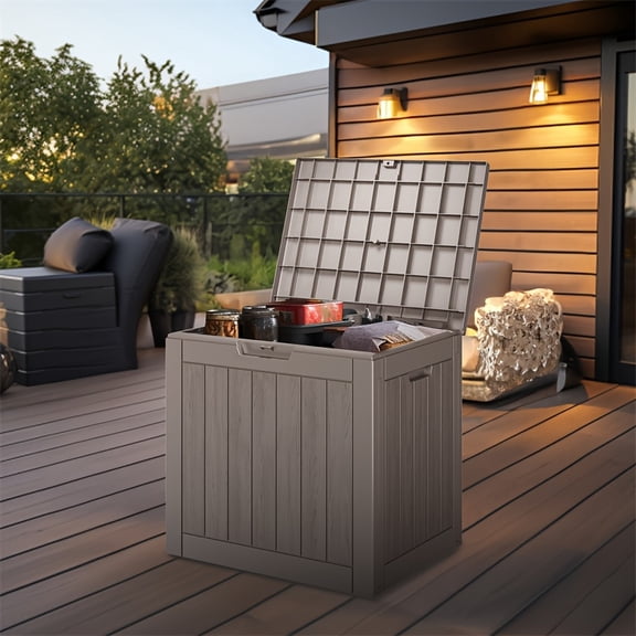 Large Outdoor Deck Box, UV & Waterproof Weatherproof Resin Organizer with Lockable Lid, for Patio Furniture, Pool Accessories, Garden Tools & Toys, Indoor/Outdoor Storage