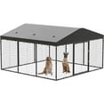 Large Outdoor Dog Crate with Tarpaulin roof,W 118" x D 118" x H 70