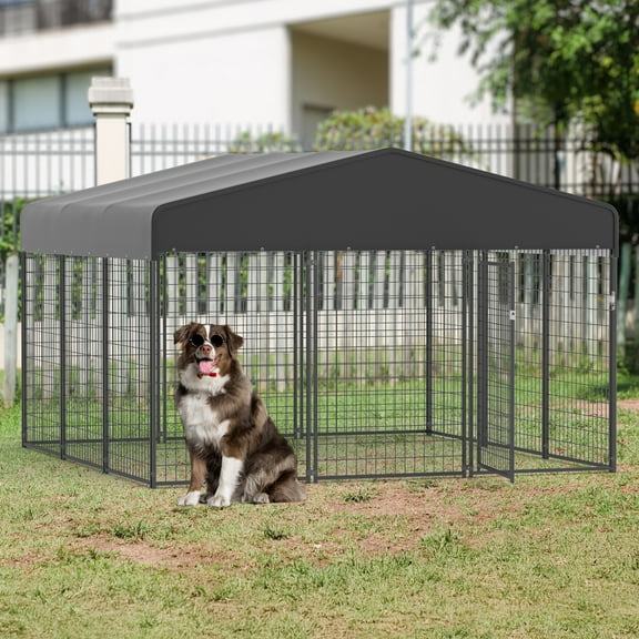 Large Outdoor Dog Heavy Duty Dog House Pet Kennel Steel Fence with Secure Lock