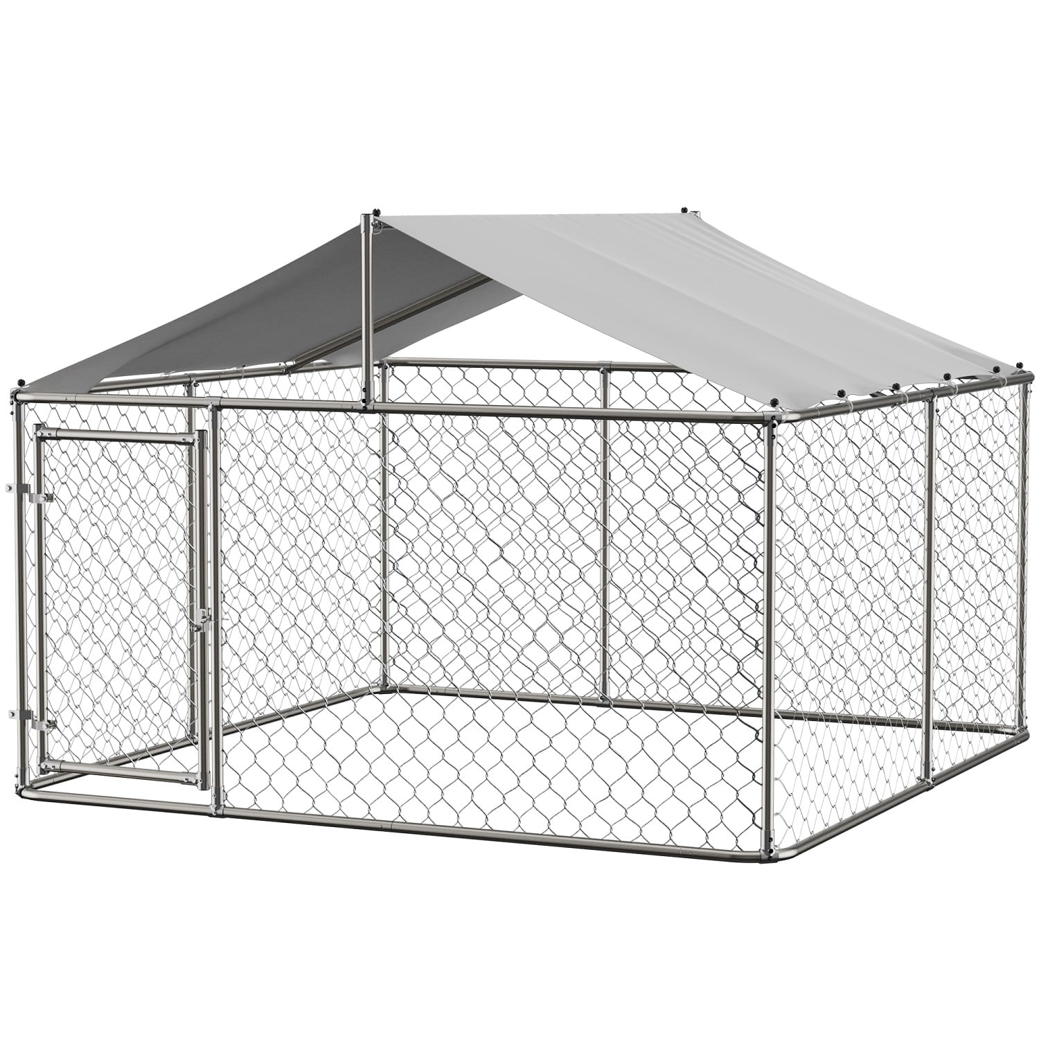 Outdoor Dog Kennel Heavy Duty Dog Run, Anti-Rust Dog Cage With Waterproof UV-Resistant Cover And