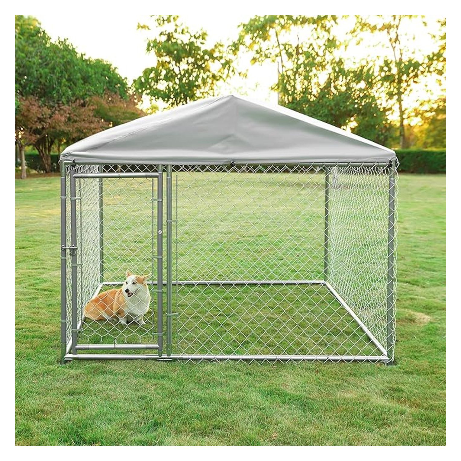 Large Outdoor Dog Kennel, Heavy Duty Pet Fence Cage with Galvanized ...