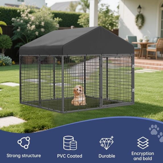 Large Outdoor Dog Run Enclosure, Heavy Duty Dog Cage with UV-Resistant ...