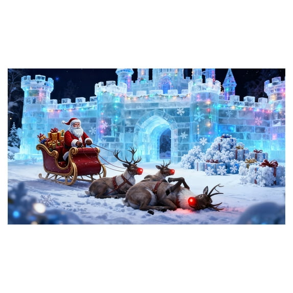 Large Outdoor Garage Door Banner for Christmas Holiday Decor, Festive Front Porch Yard Party Sign with LED Reindeer, Perfect for Home Decoration