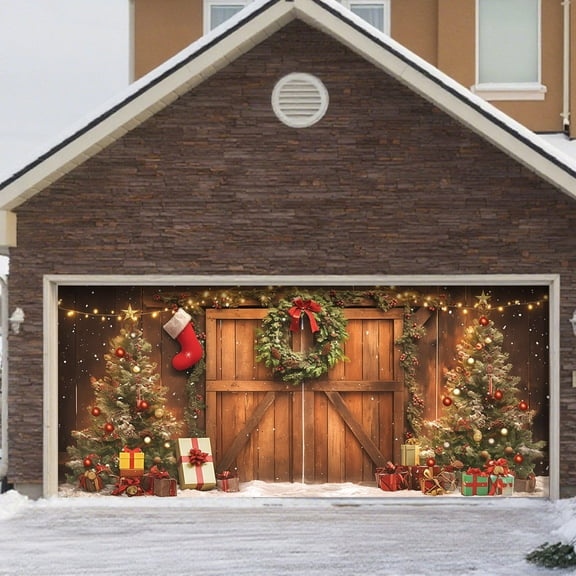 Large Garage Door Banner for Holiday Season Outdoor Festive Welcome Sign for Front Porch and Yard Decorations