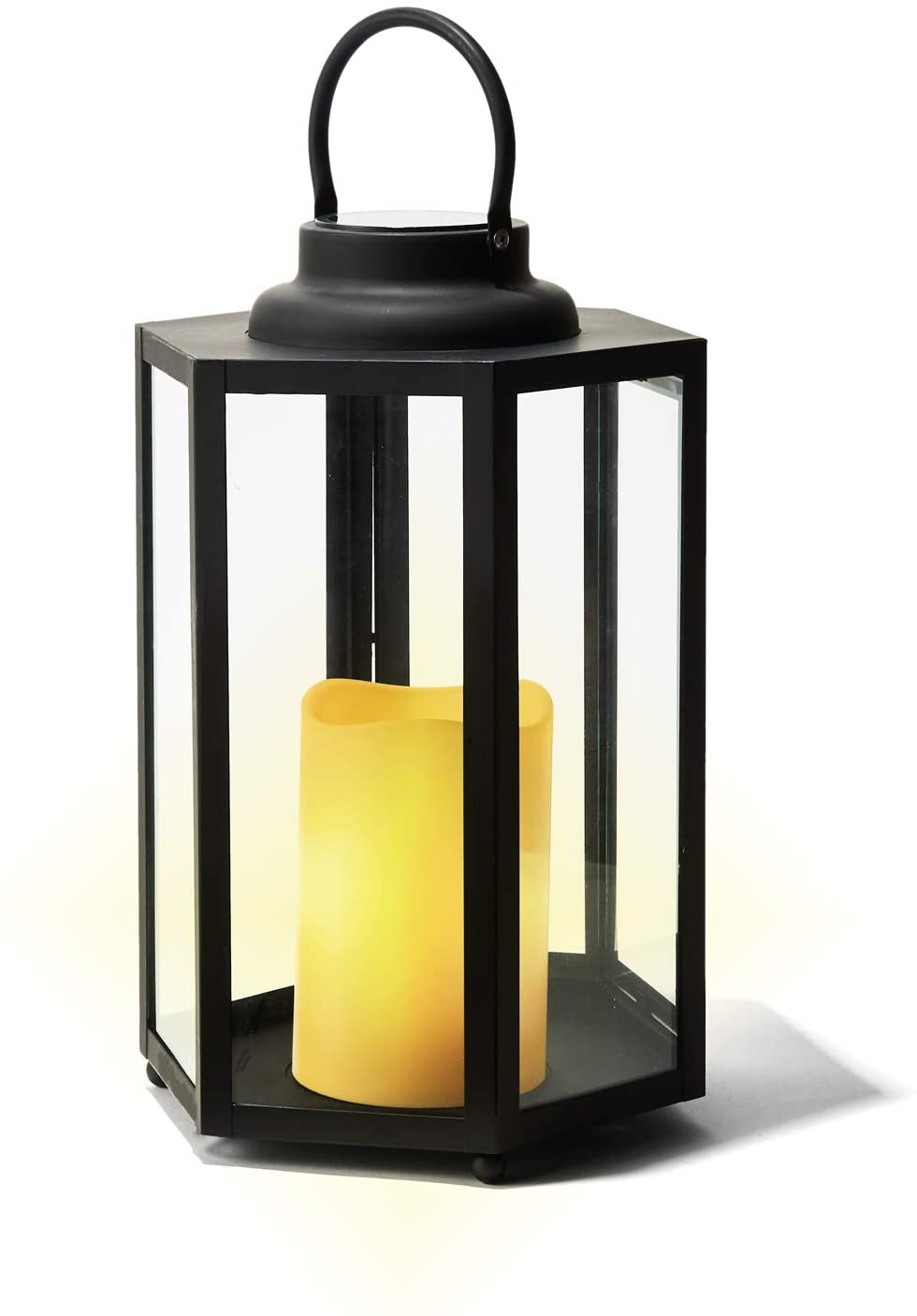 Large Outdoor Lantern For Patio 14 Inch, Black Metal & Glass