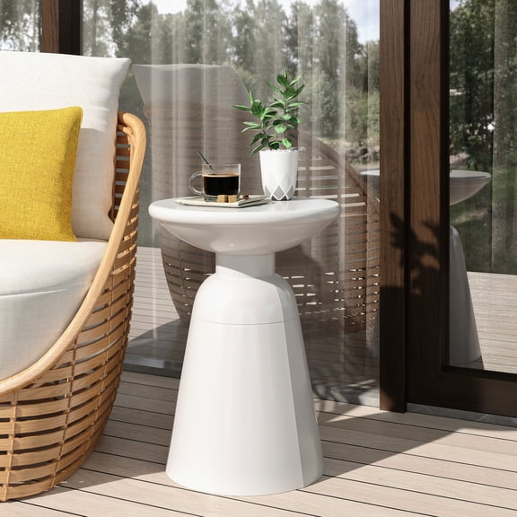 Large Outdoor Metal Accent Table with Flared Base | Suitable for Outdoor Lounges | Durable and Easy to Maintain