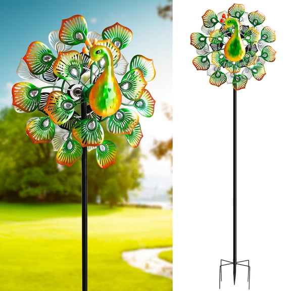 Large Outdoor Metal Wind Spinner, 360° Dual-Direction Kinetic Yard Art, Two-Way Wind Sculpture for Patio Lawn Garden – 63 x 13.4 Inches