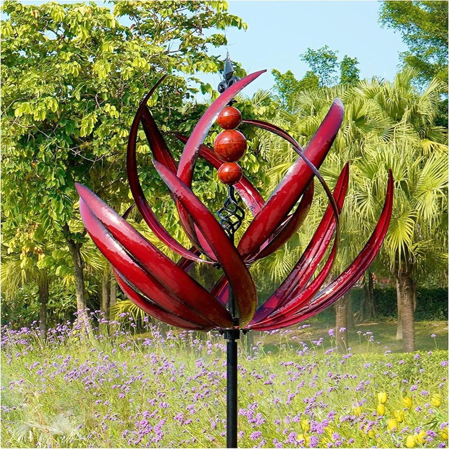 Large 76 Inch Garden Pinwheels Anytalk 76-Inch Metal Wind Spinner