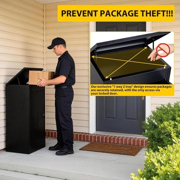 Large Outdoor Package Delivery Box with Lock | Weatherproof Anti-Theft Parcel Box for Packages for Garden, Porch, Yard | (41.3H x 16.5D x 20.8W)