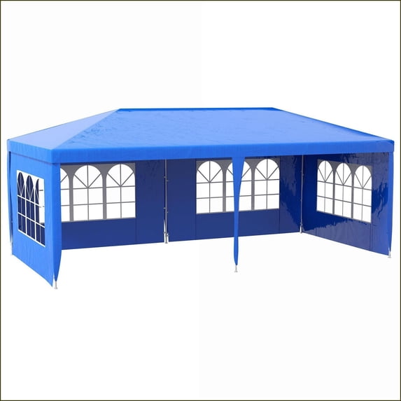Large Outdoor Party Tent | 9.6' x 19' Canopy for Weddings Picnics | Removable Sidewalls | sky blue | Steel | Square