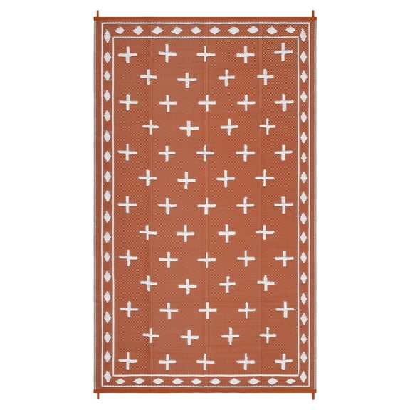 Large Outdoor Rug 9x18ft – Waterproof Reversible Plastic Straw Mat with Modern Geometric Design, Easy Care, Mark Resistant for Patio, RV Awning, Deck, Garden, Camping, Beach, Backyard