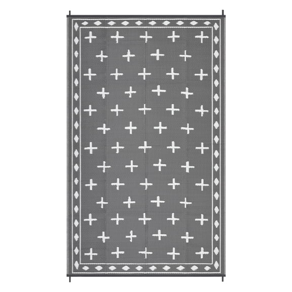 Large Outdoor Rug 9x18ft – Waterproof Reversible Plastic Straw Mat with Modern Geometric Design, Easy Care, Mark Resistant for Patio, RV Awning, Deck, Garden, Camping,