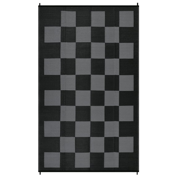 Large Outdoor Rug Waterproof Modern Checkboard Plastic Straw Rug, Foldable Reversible Camping Mat, UV-Resistant Geometric Plaid Woven Carpet for Picnic, Deck