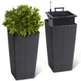 thumbnail image 1 of Large Outdoor Tall Planter Flower Pots, 23" Rattan Front Porch Decor Plant Pots with Water Level Monitor, Automatic Watering(2 Packs), 1 of 8