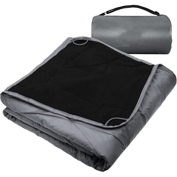 Large Outdoor Waterproof Blanket Extra Thick Fleece Stadium Blanket for Camping, Car, Pet, Picnics - Windproof, Wearable, Machine Washable 80" x 58" (Smoky Gray)