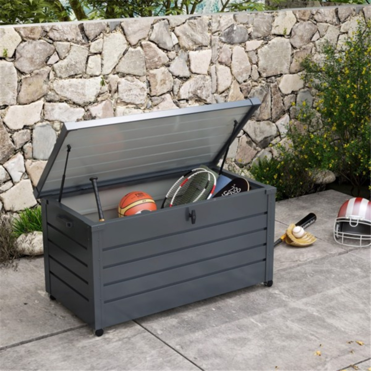 Large Outdoor Waterproof Garden Storage Box with Lockable Lid Durable
