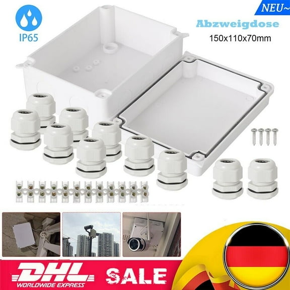 Junction box surface-mounted waterproof 150x110x70mm large outdoor distribution box IP65-DE