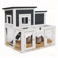 thumbnail image 1 of Large Outdoor Wooden Quail Cage Rabbit Hutch Chicken Coop with Run & Ramp，2 Tier, 1 of 14