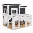 thumbnail image 1 of Large Outdoor Wooden Quail Cage Rabbit Hutch Chicken Coop with Run & Ramp，2 Tier, 1 of 11