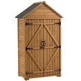 thumbnail image 1 of Brown Wooden Outdoor Storage Cabinet - 40" Garden Tool Shed with Shelves & Latch, Fir Wood, Waterproof, for Patio, Deck, Garage., 1 of 10
