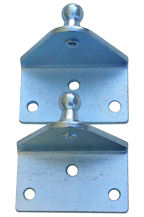 Large Outside Mount Angled Lift Support Bracket - Zinc Plated 10 Gauge Steel - 10mm Ball Stud - Gas Shock Mounting - Lid Strut Prop Spring Mount