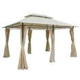 thumbnail image 1 of Homiyad 10x13 Cream White Gazebo Tent - Outdoor Shelter with Curtains, Vented 2-Tier Steel Frame Roof for All-Weather Patio Use | Aosom.com, 1 of 10