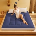 thumbnail image 1 of Large Outstanding Fiber Mattress Polyester Material Thickened Soft Design For Home Bed Use Comfortable Support Measuring 70.87x78.74 Inches (Dark Blue/B), 1 of 8