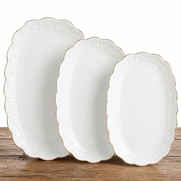 Large Oval {16”/14”/12”} Platter Ceramic Serving Tray