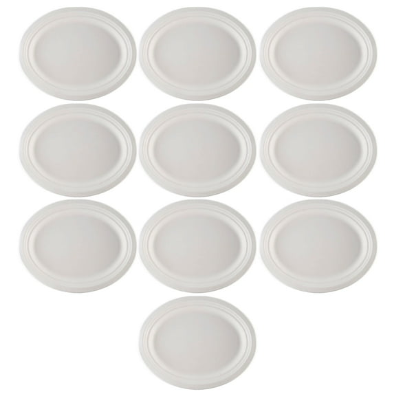 Large Oval Disposable Dinner Plates Heavy Duty Bulk Paper Plates for Food Storage and Serving