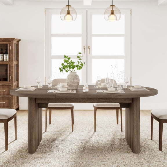 Large Oval Office Workstation - 70.8 Inch Executive Wood Desk, Long Writing & Computer Table for Home Office